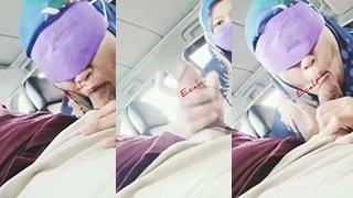 Jilbab Biru Menggoda, Bj Hot Di Dalam Mobil